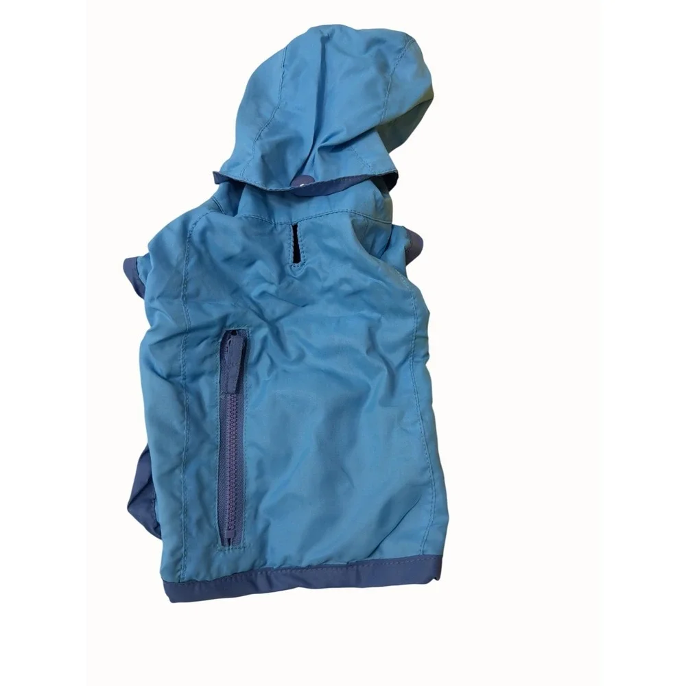 Old Navy Dog Raincoat Set XS‎ Blue & Yellow Reflective Stripes Hooded Boots +
